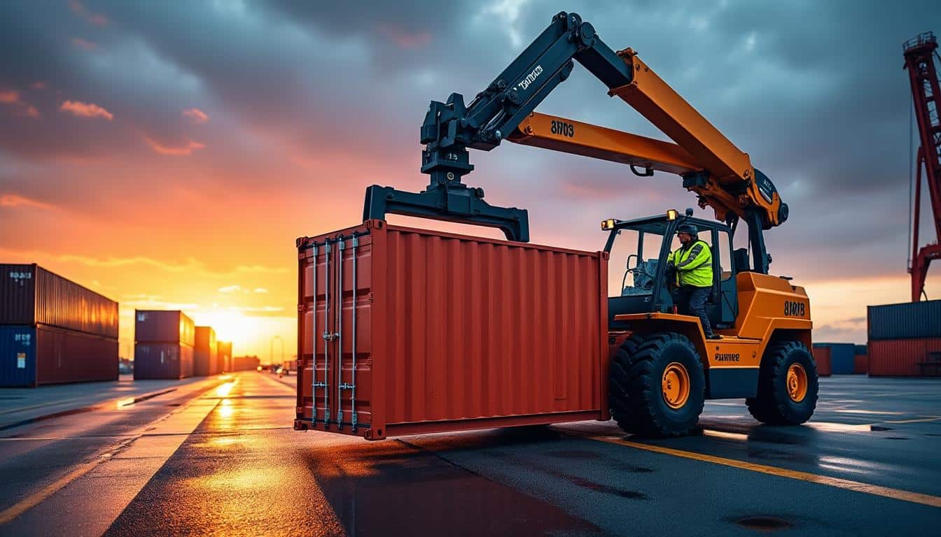 Illustration: Comment fonctionne un chariot élévateur adapté à la manutention des conteneurs ?